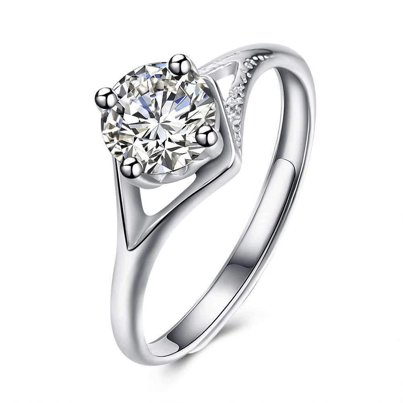 Luxury Shiny Zircon Decorated Romantic Wedding Pattern Sterling Silver Ring
