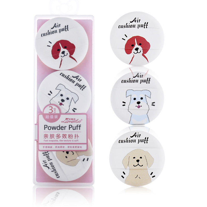 3pcs/box Soft Touch Nude Look Cute Animal Printed Makeup Puff