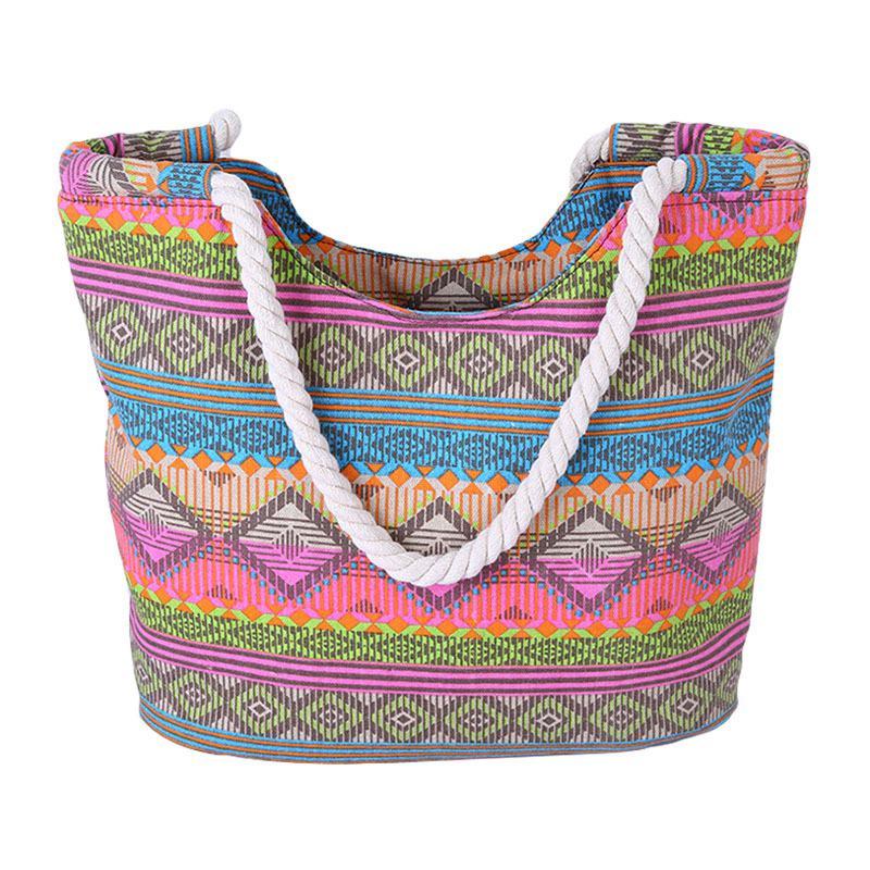 New Design Stripes Geometry Thick Wear Resistant Stain-resistant  Hemp Rope Single-shoulder Bags For Women