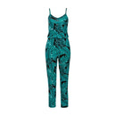 Women Hot Sale Slim Straps Palm Leaves Printed Casual Beach Jumpsuits