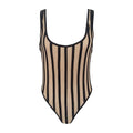 Classic Straight Stripe Print Women Sexy Low-cut Mesh Night Club Bodysuits