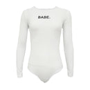 Women New Arrival "BABE" Letters Print Elastic Long Sleeves Bodysuits