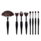 Classic Black Color Wooden Handle Fan Fire Shape Nylon 8pcs/set Makeup Brushes