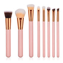 High Quality Wooden Color Handle Women Makeup Tools Loose Powder Brushes 8pcs/set