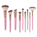 Women 9pcs/set Fan Shape Nylon Brushes Wooden Handle Cosmetic Tools