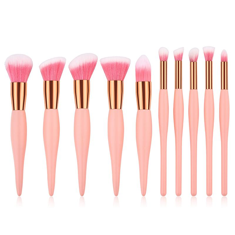 10pcs Golden Makeup Brushes Set Synthetic Hair Foundation Brushes