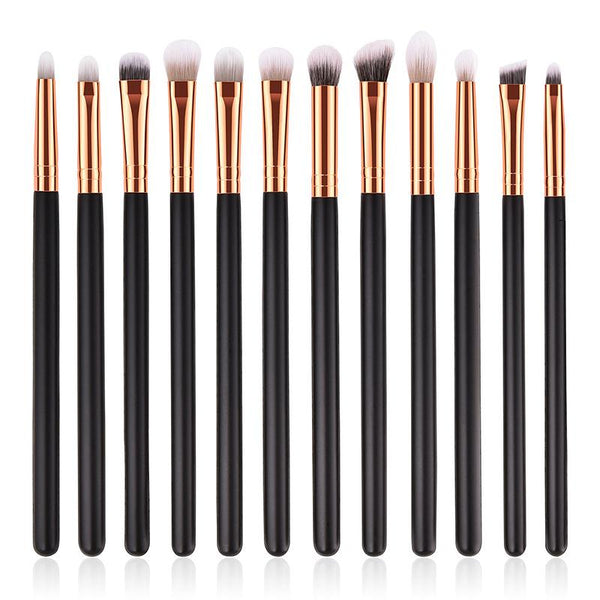 12pcs Straight High Quality Wooden Handle Multicolor Nylon Face Eye Cosmetic Brushes Set