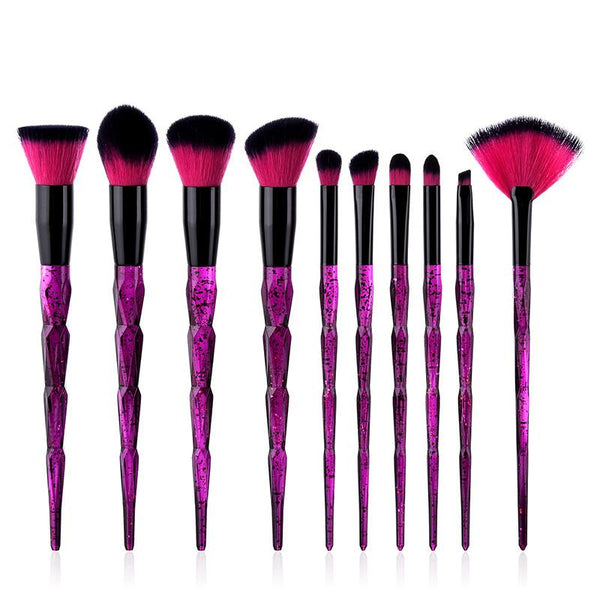 10pcs/set Creative Shiny Galaxy Effect Fan Shape Women Makeup Color Brushes