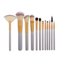 12pcs/set Champagne Golden Color Wooden Handle Multifunctional Use Cosmetic Brushes