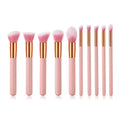 High Quality Eye Shadow Cosmetic Brushes 10pcs Pink Color Set Wooden Handle Makeup Tools