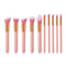 High Quality Eye Shadow Cosmetic Brushes 10pcs Pink Color Set Wooden Handle Makeup Tools