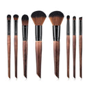 8pcs Set Brown Color Wooden Handle Loose Powder Eye Shadow Cosmetic Brushes