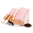 12pcs Set Golden Brushes Pink Color Wooden Handle Fan Shape Foundation Makeup Brushes