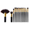 Women 15pcs Golden Silver Color Multicolor Nylon Hair Cosmetic Brushes Set