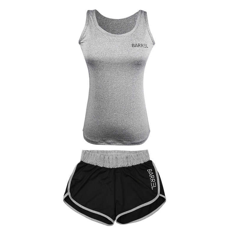 2pcs/set Fashion Casual Quick Dry Breathable Sweat Fitness Yoga Running Tank Shorts Sport Suit Wholesale