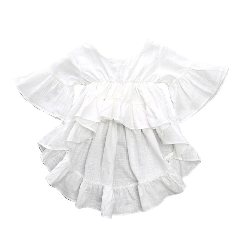 Kids New Arrival Loose Flare Half Sleeves O-neck Solid Color Princess Dress