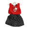 Child New Arrival Sleeveless Solid Color Tank Tops And White Dots Skirt 2Pcs Set