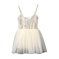 Children Cute Backless Off Shoulder Sequin Straps Lace Gauze Princess Dress