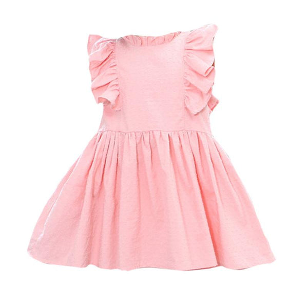Kids Pretty Cute Embroidery Flouncing Sleeves Cotton Princess Dress With Dots