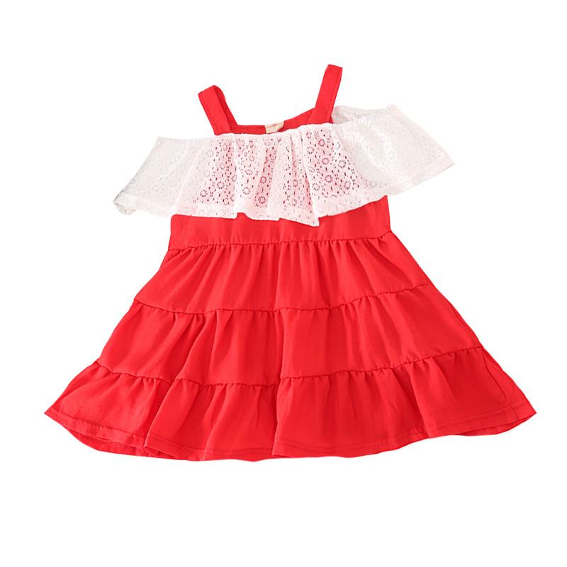 Kids Pretty Cute Sleeveless Lace Straps Off Shoulder Princess Dress