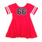 Kids Lovely O-Neck Numbers Printed White Stripes Short Sleeves Pleated Princess Dress