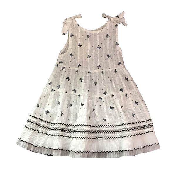 Kids Hot Sale Cute Butterfly Printed Bowknot Sleeveless Princess Dress With Dots