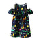 Kids New Arrival Pretty Cute Off Shoulder Cartoon Printed Princess Dress