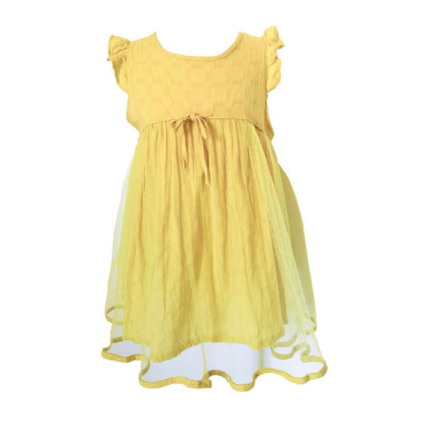 Kids Hot Sale Flouncing Sleeves Flower Embroidered Breathable Gauze Princess Dress