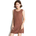 Fashion Cool Linen Material Knitted Loose Irregular Sleeveless Dress