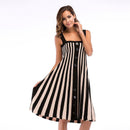 Women Classic Stripes Pattern Single-breasted Buttons Knitting Loose Dress