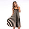 Women Classic Stripes Pattern Single-breasted Buttons Knitting Loose Dress