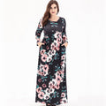 Fashion Floral Printed Elegant Long Sleeves Plus Size Daily Long Dress