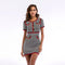 Elegant Lady Trendy Color Blocking Office Wear Short Sleeves Tight Dress