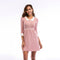 Women Fashion Color Blocking Elegant Office Wear Knitting Three-quarter Sleeves Dress