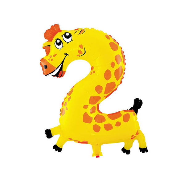 16 Inches Foil Cartoon Animal Pattern Birthday Party Supply 2 Number Balloon
