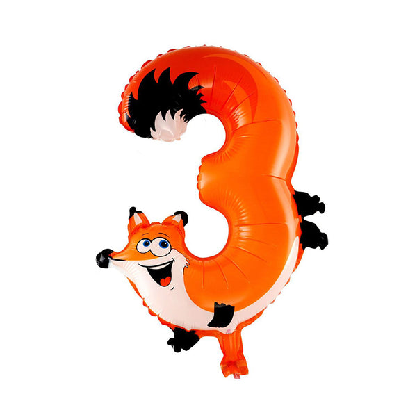 16 Inches Foil Cartoon Animal Pattern Birthday Party Supply 3 Number Balloon
