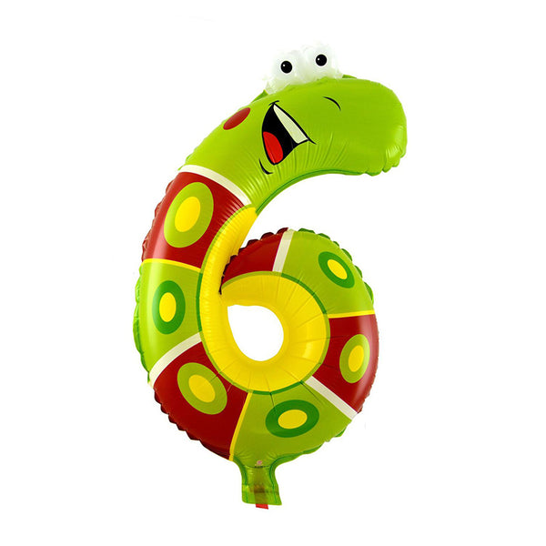 16 Inches Foil Cartoon Animal Pattern Birthday Party Supply 6 Number Balloon