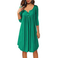 Hot Sale Women Solid Color Pleated Polyester Fabric Three-quarter Sleeves Loose Dress