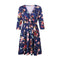 Women Floral Print V Neck Three-quarter Sleeves Hot Sale Casual Dress