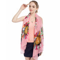 Fashion Bright Color Floral Printed Women Outdoor Sun-protection Scarf