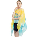 Classic Floral Printed Women Bright Color Blocking Sun-protection Scarf With Buttons