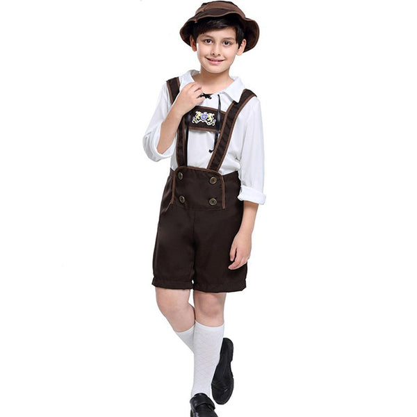 Boy Children's Day Show Overall Traditional Festival Cosplay Costume With Hat
