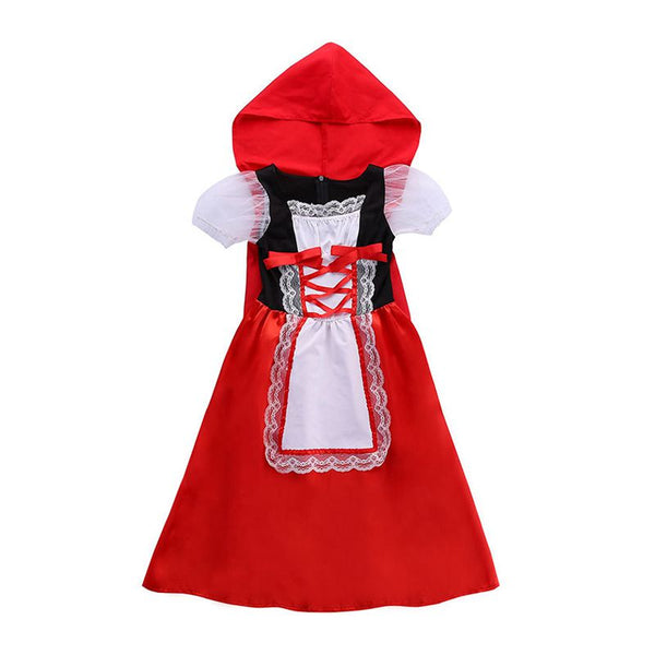 Cute Little Girl Stage Show Dress Halloween Cosplay Little Red Costume With Gloves