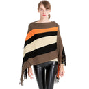 Creative Color Blocking Design Women Knitting Tops Elegant Warm Shawl Cape