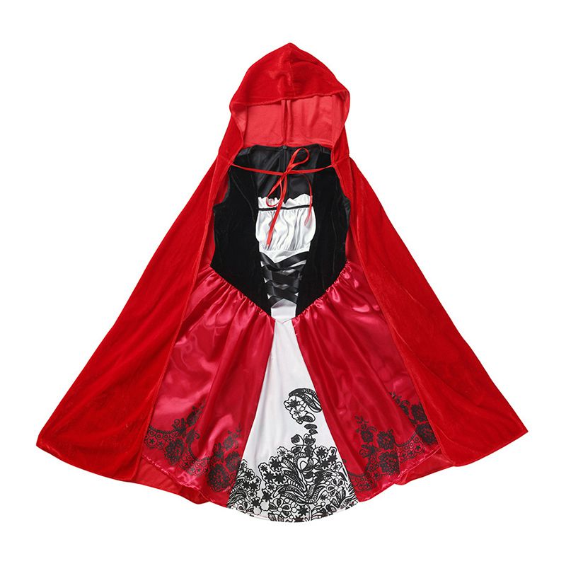 Kindergarten Stage Show Little Red Cosplay Dress Girl Halloween Party Costume With Cloak