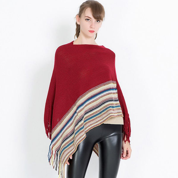 Autumn And Winter New Arrival Knitted Tassel Scarf Irregular Hem Pullover Shawl