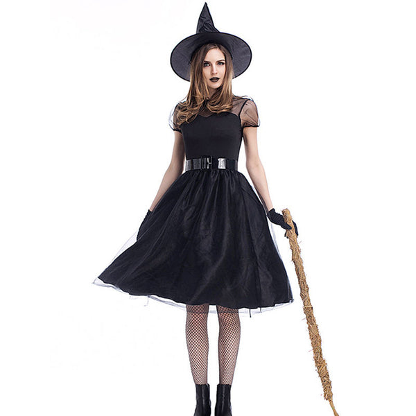 Elegant Women Halloween Dress Night Ghost Witch Party Costume Set
