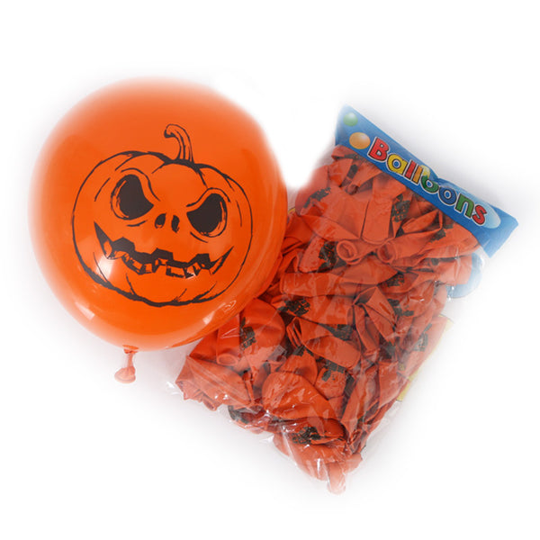 100 Pcs Pack 10 Inch 2.2g Latex Halloween Festive Party DIY Decorations Pumpkin Face Funny Balloons