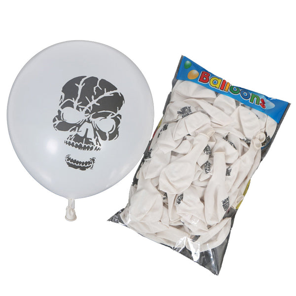 100Pcs Pack 10Inch 2.2g Latex Horrific Skullcandy Printed Halloween Festival Party DIY Decorative Balloons