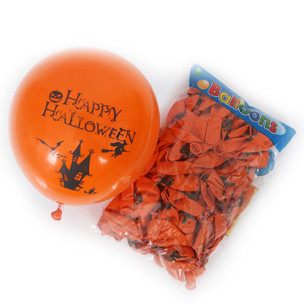 100 Pcs Pack 10 Inch 2.2g Latex Halloween Printed Festival Party DIY Decorative Balloons